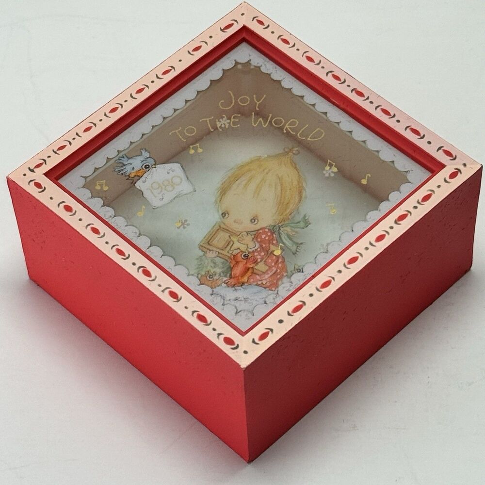 Vintage 1980 Hallmark Shadow Box Ornament "Joy to the World" With Box